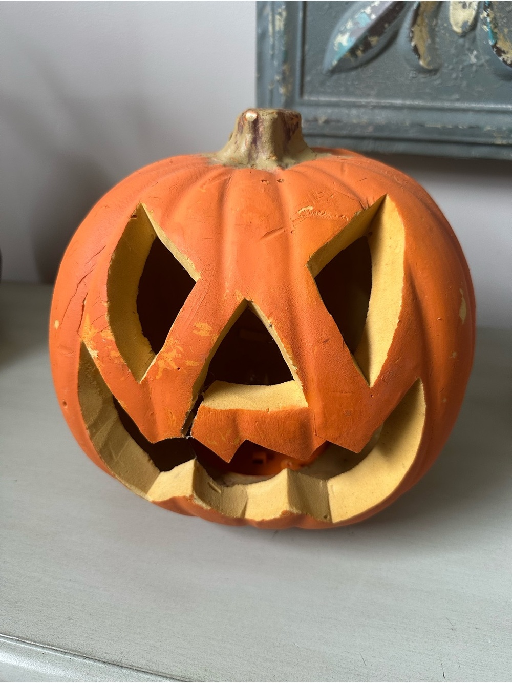 Vintage gemmy Halloween jack o lantern light foam